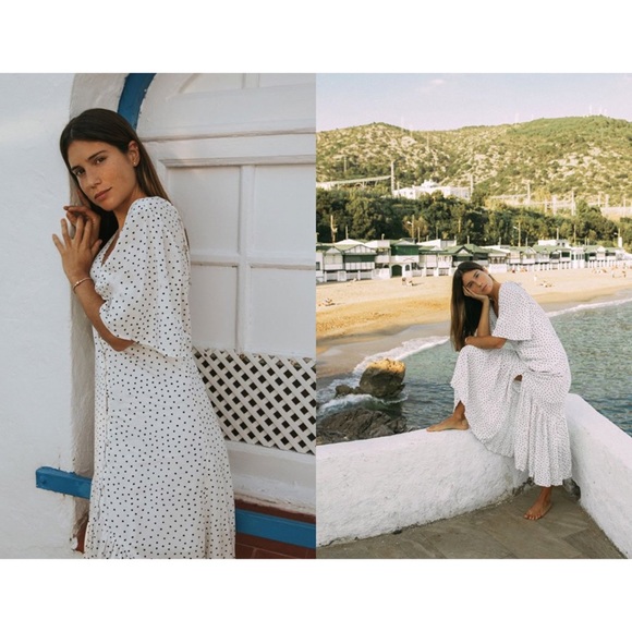 Billabong White Polka Dot Midi Dress - Picture 5 of 13